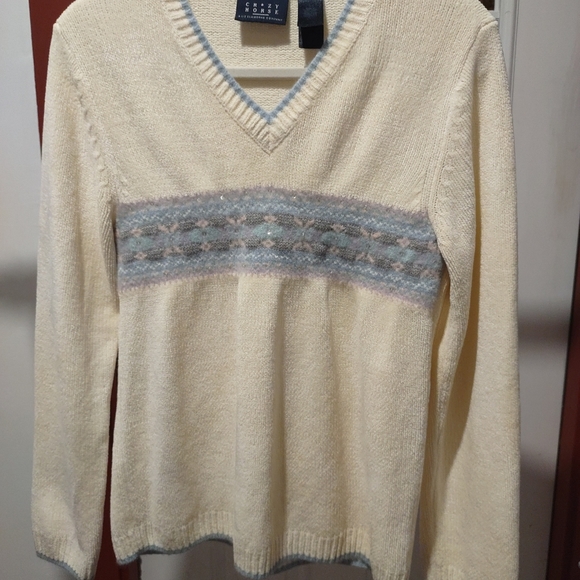 Women's Sweater " Crazy Horse" from Liz A Claiborne Size L V-Neck Long Sleeves - Picture 4 of 12